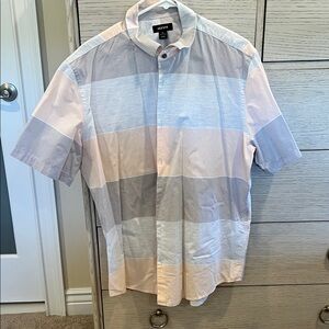 Alfani Men's Casual Striped Shirt - Gray and Cream